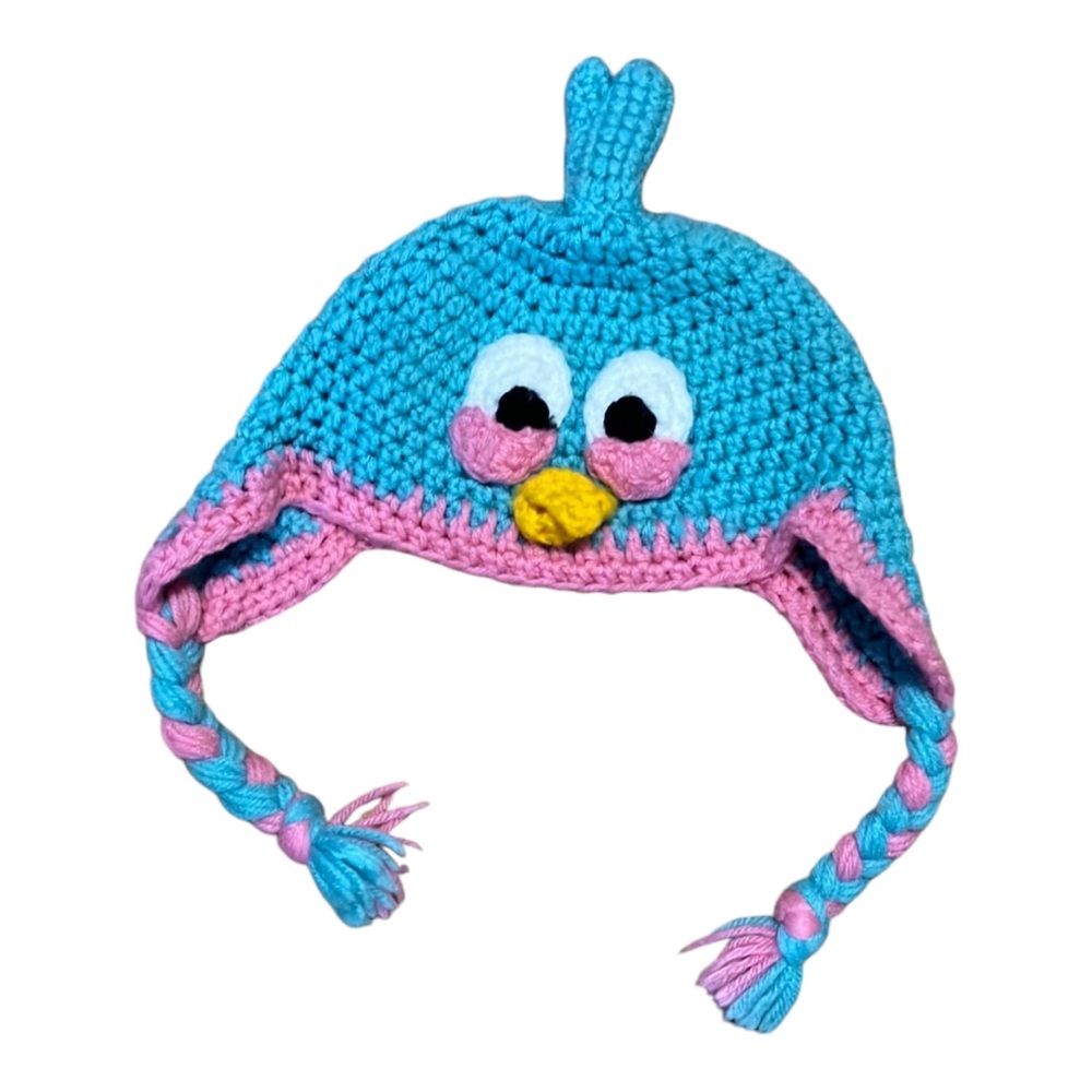 Crochet hat Owl bird Tie up Toque handmade
